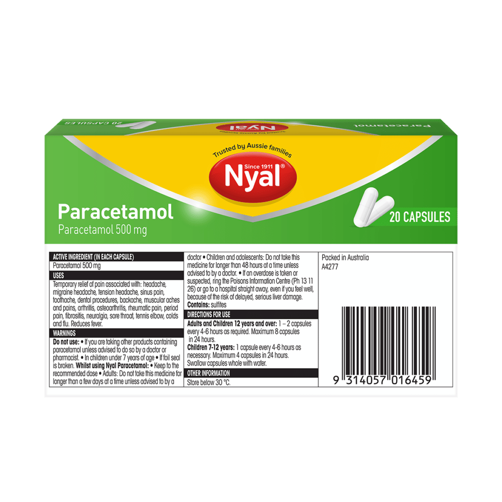 Nyal Paracetamol 20 Capsules