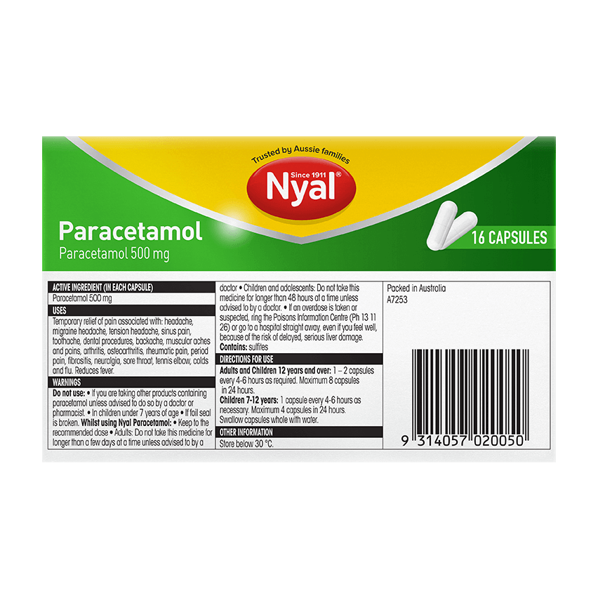 Nyal Paracetamol 16 Capsules